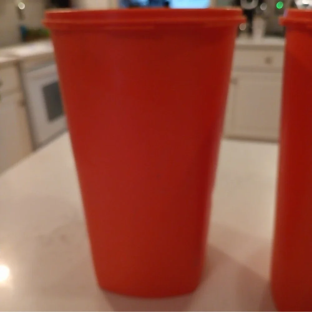 Set Of 2 Vintage Tupperware Large Servalier Canisters 10.5